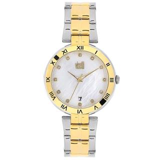 ΡΟΛΟΙ VISETTI  PE-355SGI  VISETTI Mother Of Pearl Crystals Two Tone Stainless Steel Bracelet