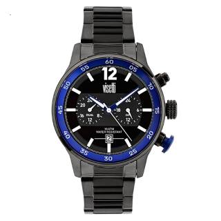 ΡΟΛΟΙ VISETTI  PE-692GUB  VISETTI Skyline Dual Time Black Stainless Steel Bracelet