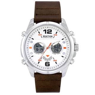 Ρολόι REACTION KENNETH COLE RK50905006 REACTION KENNETH COLE Ana-Digi Dual Time Chronograph Brown Synthetic Strap