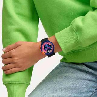 ΡΟΛΟΙ SWATCH SB06N102 SWATCH Neon Party To The Max Chronograph Black Biosourced Strap
