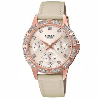 ΡΟΛΟΙ CASIO  SHE-3517PGL-9AUEF CASIO Sheen Crystals Beige Leather Strap