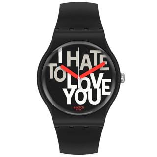 ΡΟΛΟΙ SWATCH SUOB185 SWATCH Hate 2 Love Black Silicone Strap