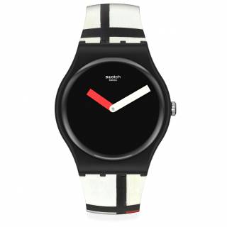 ΡΟΛΟΙ SWATCH SUOZ344 SWATCH Red Blue And White By Piet Mondrian Silicone Strap