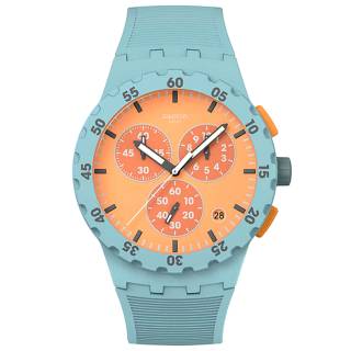 ΡΟΛΟΙ SWATCH  SUSL401 SWATCH Essentials Juicy Apricot Chronograph Turqoise Silicone Strap