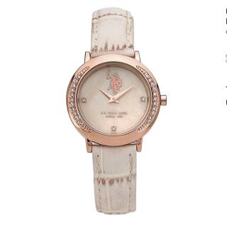 ΡΟΛΟΙ U.S. POLO USP5616IV  U.S. POLO Rachel Crystals Beige Leather Strap