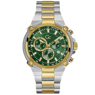 ΡΟΛΟΙ GUESS COLLECTION  Y24014G9MF GUESS Collection Cable Force Chronograph Two Tone Stainless Steel Bracelet