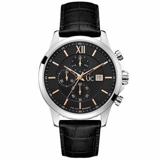 ΡΟΛΟΙ GUESS COLLECTION  Y27001G2MF GUESS Collection Executive Chronograph Black Leather Strap