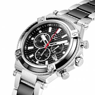 ΡΟΛΟΙ GUESS COLLECTION  Y89001G2MF  GUESS Collection Cable Sport Chronograph Two Tone Stainless Steel Bracelet