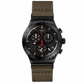 ΡΟΛΟΙ SWATCH  YVB416 SWATCH Power Of Nature By The Bonfire Chronograph Khaki Combined Materials Strap