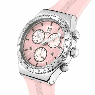 ΡΟΛΟΙ SWATCH  YVS532 SWATCH Poppingly Chronograph Pink Silicone Strap